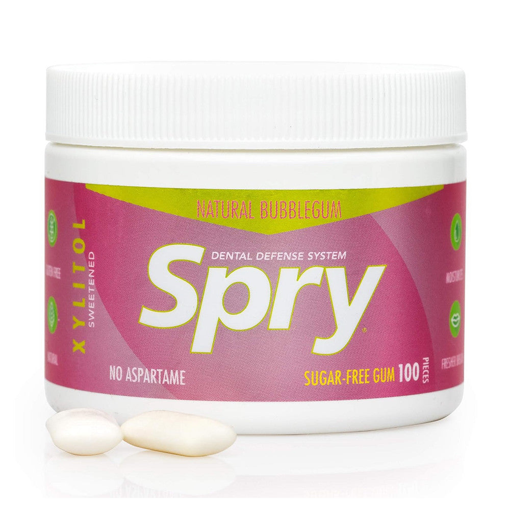 Spry Fresh Natural Xylitol Dental Defense System Natural Bubble Gum, 100 Ea